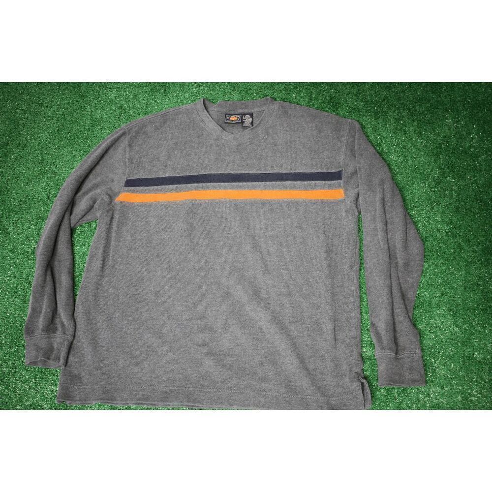Route 66 Gray Striped Pullover Sweatshirt Large Vintage Style Crewneck